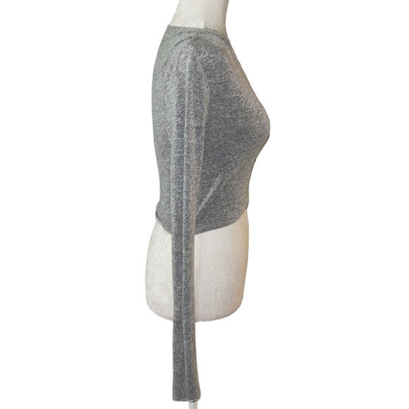 Aritzia Wilfred Free Flavia Heather Gray Long Sleeve Wrap Crop Top Baby Tee - XS - Picture 6 of 13